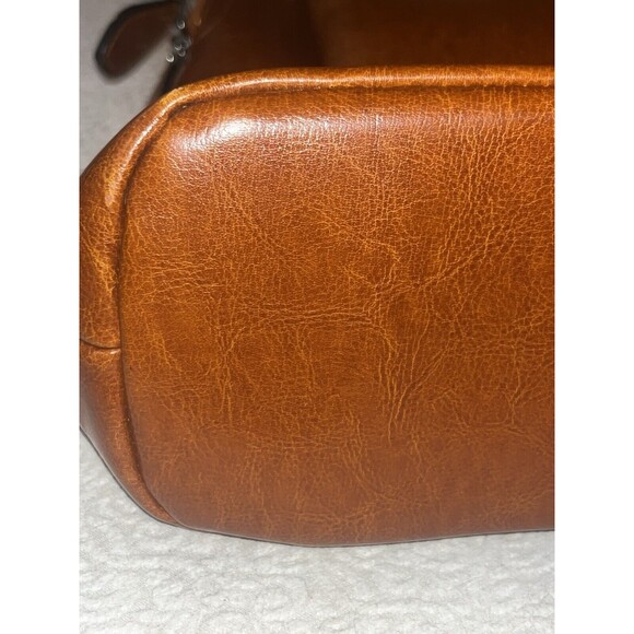 Heshe Cognac Brown Colored Leather Convertible Backpack Crossbody Gorgeous main image 9